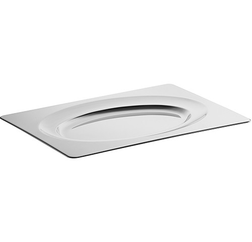 Stainless steel large serving plate - Plat acier 37x51cm